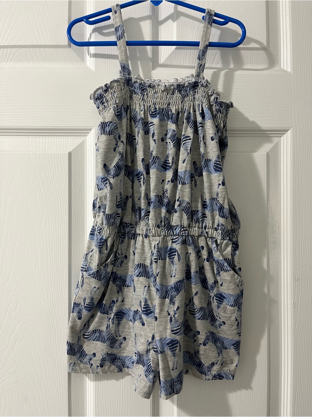 Carter's Gray & Navy Zebra Print Romper